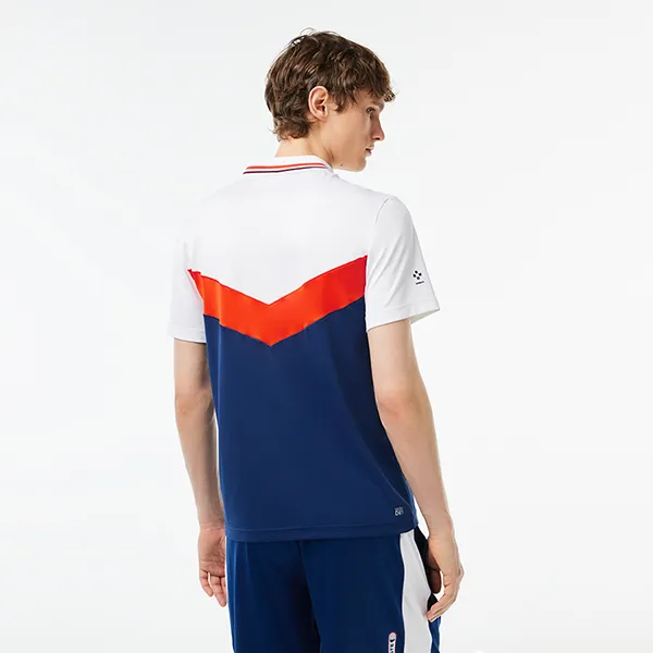 Áo Thun Nam Lacoste Slim Fit Tennis Seamless Effect T-Shirt DH1099.LIH Màu Trắng/Xanh Size 4 - 4