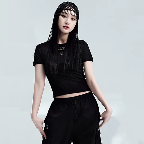 Áo Phông Nữ LifeWork Light Ribbed Slit Short Sleeve T-Shirt Black LW242TS805 Màu Đen - Thời trang - Vua Hàng Hiệu