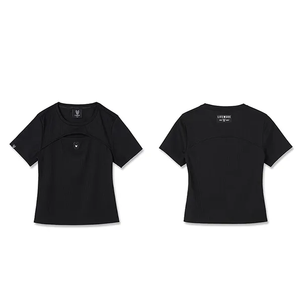 Áo Phông Nữ LifeWork Light Ribbed Slit Short Sleeve T-Shirt Black LW242TS805 Màu Đen - Thời trang - Vua Hàng Hiệu