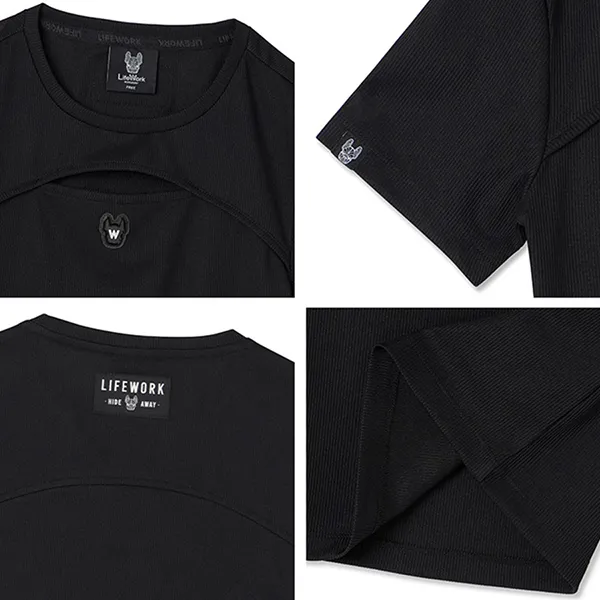 Áo Phông Nữ LifeWork Light Ribbed Slit Short Sleeve T-Shirt Black LW242TS805 Màu Đen - Thời trang - Vua Hàng Hiệu