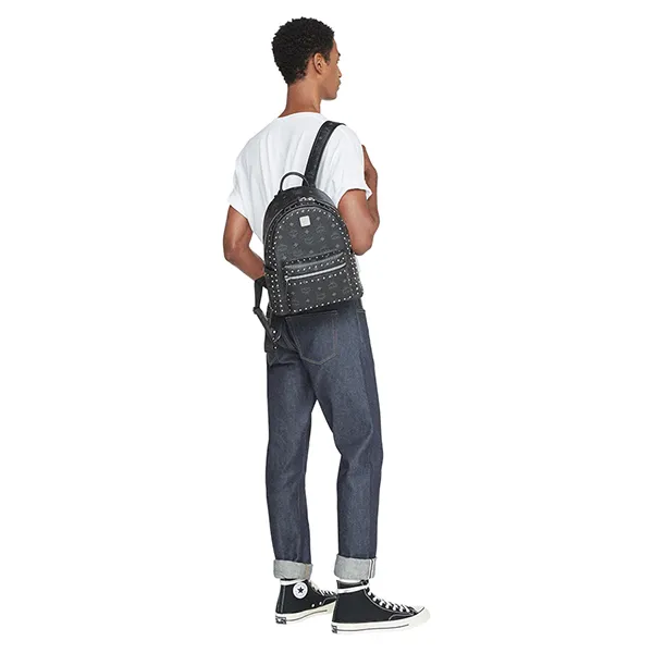 Balo MCM Stark Backpack In Studded Outline Visetos Small MMK8AVE61BK001 Màu Đen
