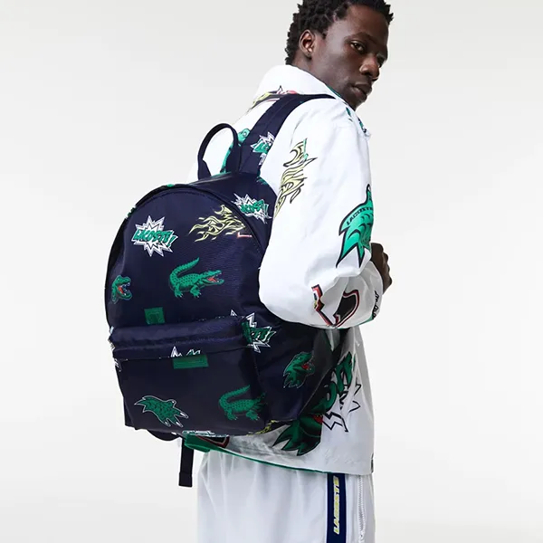 Balo Nam Lacoste Men's Holiday Printed Backpack NH4056HN Màu Xanh Navy