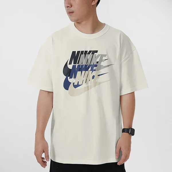Bộ Quần Áo Cộc Tay Nam Nike Athleisure Casual Sports Logo Printing Màu Trắng Phối Xanh Size M