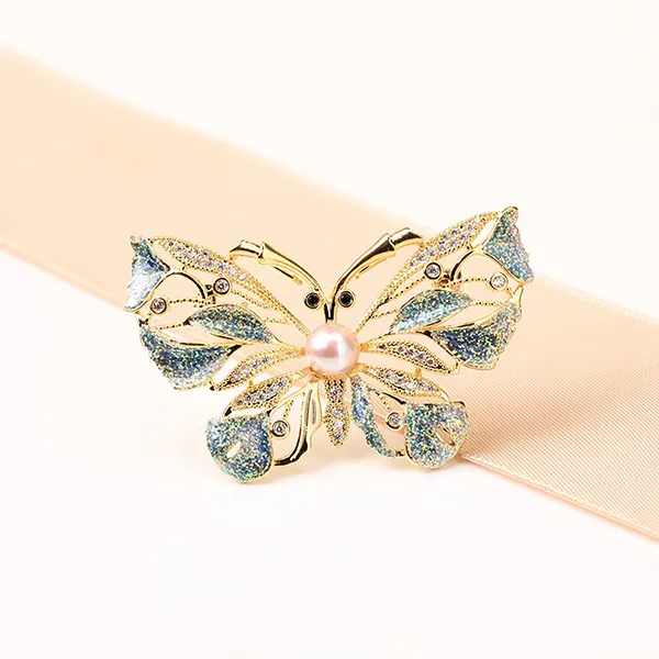 Cài Áo Nữ Meri Fairy Butterfly BR742 Màu Vàng Xanh