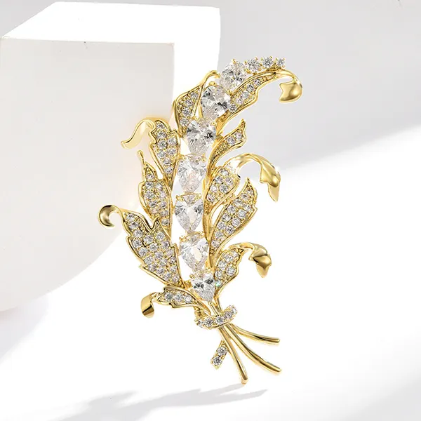 Cài Áo Nữ Meri Gold Floral BR727 Màu Vàng Gold