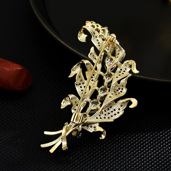 Cài Áo Nữ Meri Gold Floral BR727 Màu Vàng Gold