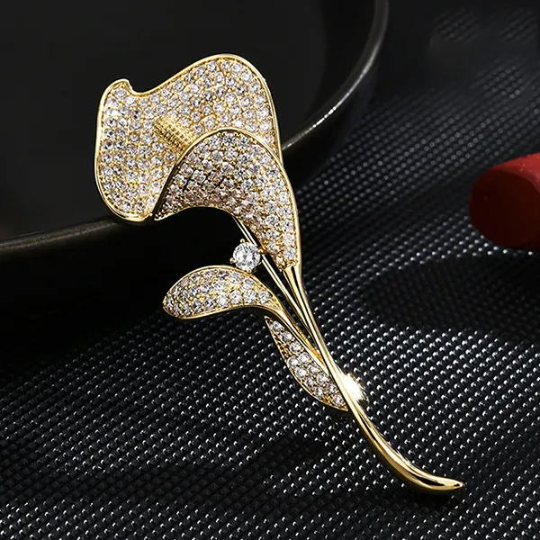 Cài Áo Nữ Meri Golden Tulip BR158 Màu Vàng/Trắng