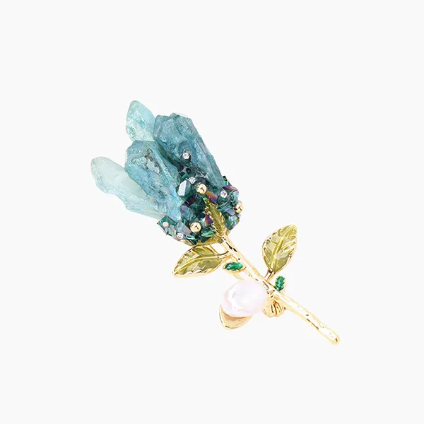 Cài Áo Nữ Meri Jade Bloom BR734 Màu Xanh/Vàng