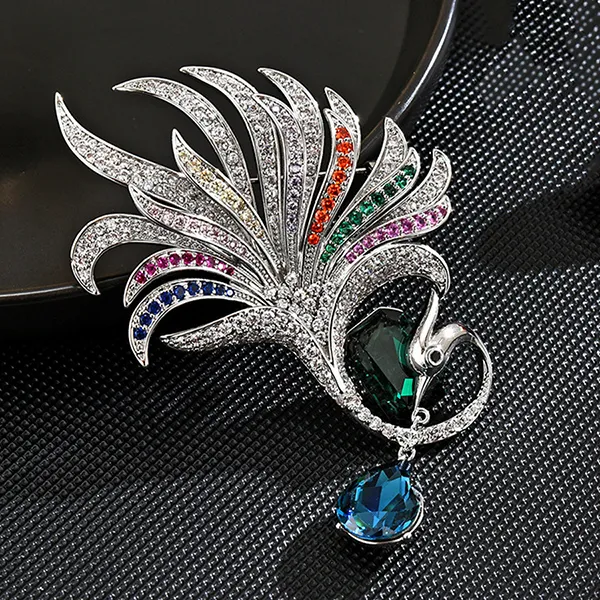 Cài Áo Nữ Meri Jeweled Peacock BR701 Phối Màu