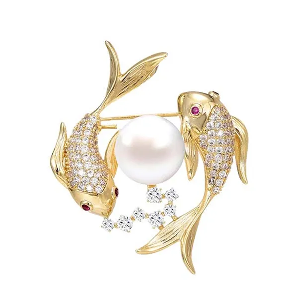 Cài Áo Nữ Meri Lucky Koi Pearl BR707 Màu Vàng Gold - Phụ kiện - Vua Hàng Hiệu