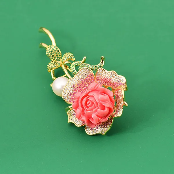 Cài Áo Nữ Meri Pink Flower BR731 Màu Vàng/Hồng