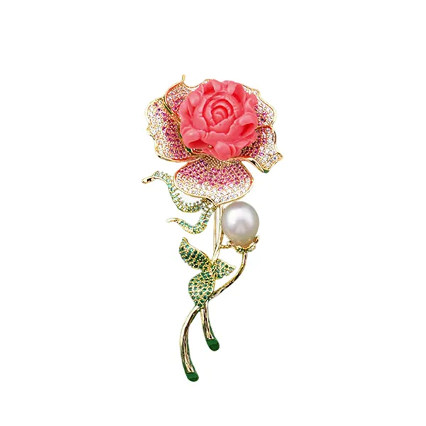 Cài Áo Nữ Meri Pink Flower BR731 Màu Vàng/Hồng