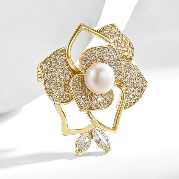 Cài Áo Nữ Meri Royal Fleur BR713 Màu Vàng Gold