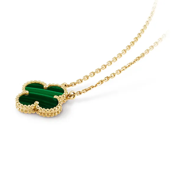 Dây Chuyền Nữ Van Cleef & Arpels Vintage Alhambra Pendant 18K Yellow Gold, Malachite VCARO9VA00 Màu Vàng Xanh