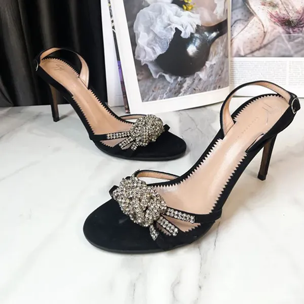 Dép Cao Gót Nữ Guiseppe Zanotti Heeled Sandal Black Màu Đen Be Size 37.5 - Dép - Vua Hàng Hiệu
