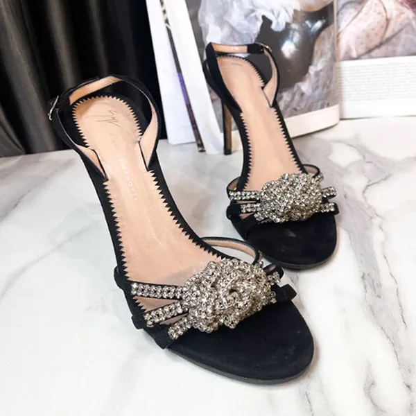 Dép Cao Gót Nữ Guiseppe Zanotti Heeled Sandal Black Màu Đen Be Size 37.5 - Dép - Vua Hàng Hiệu