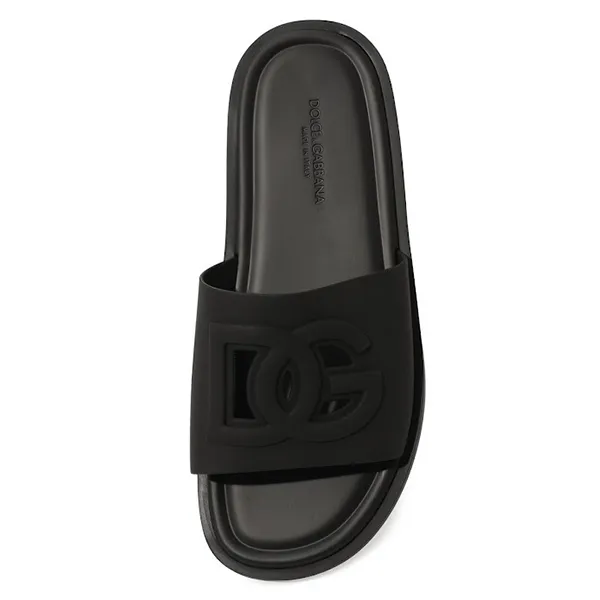 Dép Nam Dolce & Gabbana D&G Black Rubber Slides CS2215 Màu Đen Size 40