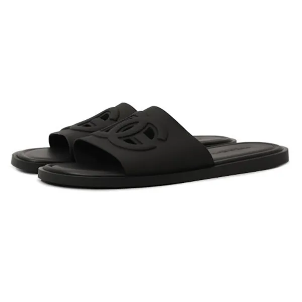Dép Nam Dolce & Gabbana D&G Black Rubber Slides CS2215 Màu Đen Size 40