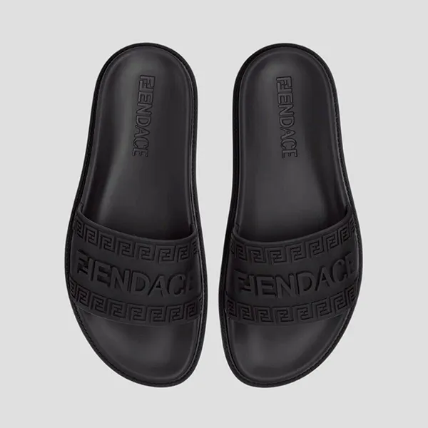 Dép Nam Fendi x Versace Fendace Rubber Slides Màu Đen Size 42
