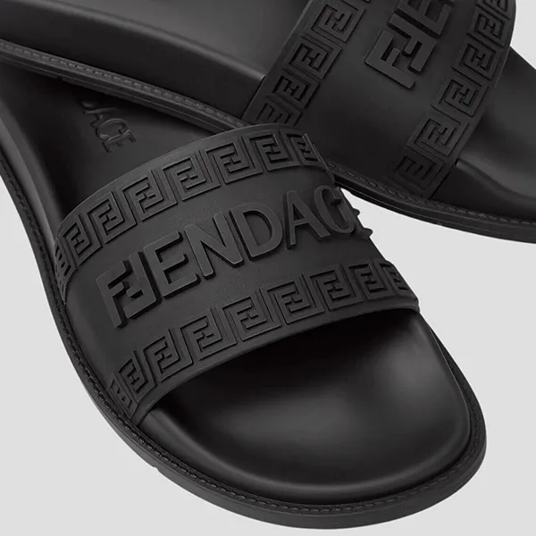 Dép Nam Fendi x Versace Fendace Rubber Slides Màu Đen Size 42