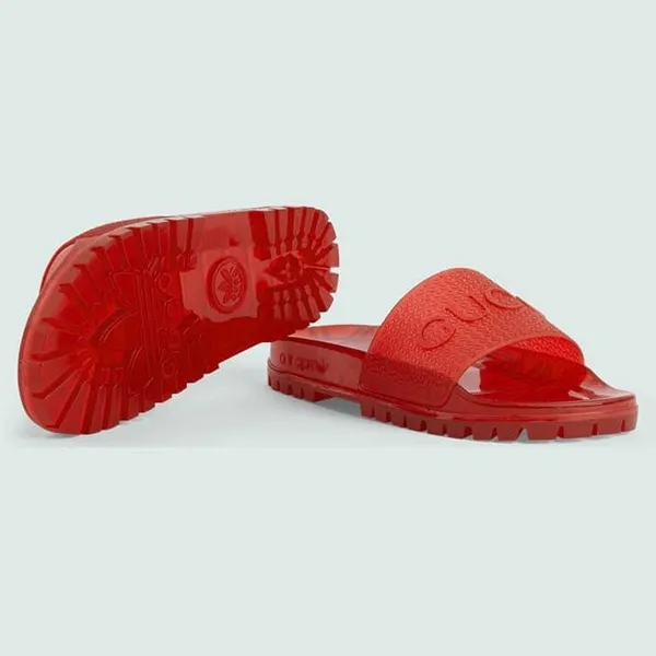 Dép Nam Gucci Adidas Rubber Slide Red 721229 Màu Đỏ Size 8