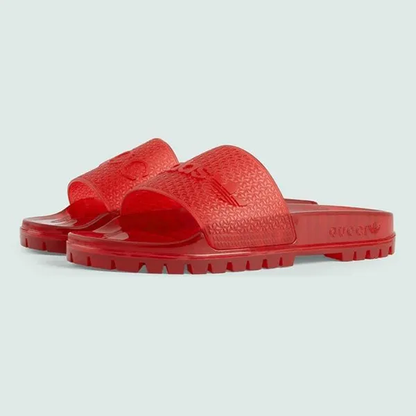 Dép Nam Gucci Adidas Rubber Slide Red 721229 Màu Đỏ Size 8