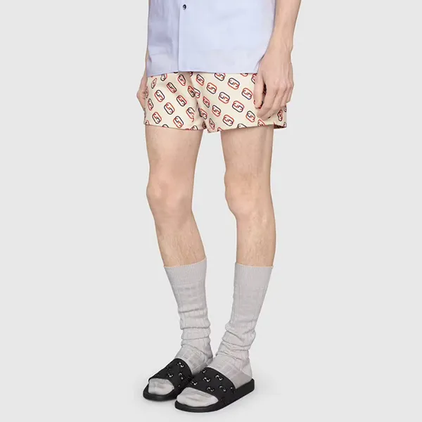 Dép Nam Gucci Rubber GG Slide Sandal Black 575957 Màu Đen Size 8