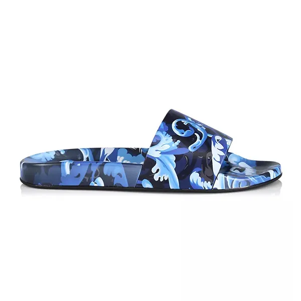 Dép Nam Versace Baroccoflage Slides DSU6516 1A00876 5U150 Màu Xanh Blue Size 39 (Form To 1.5 đến 2 Size Thường)