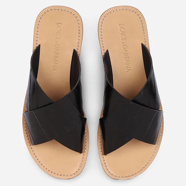 Dép Nam Versace Eel Pantheon Sandals A80235 Màu Đen Nâu Size 8 - Dép - Vua Hàng Hiệu
