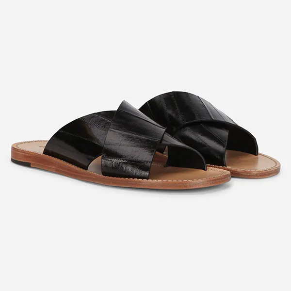 Dép Nam Versace Eel Pantheon Sandals A80235 Màu Đen Nâu Size 8 - Dép - Vua Hàng Hiệu