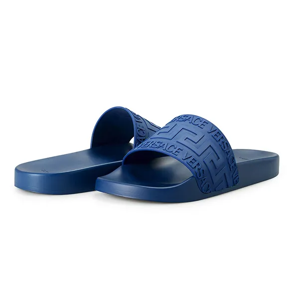 Dép Nam Versace Greca Print Embossed Slide 1006272 Màu Xanh Blue Size 42 - Dép - Vua Hàng Hiệu