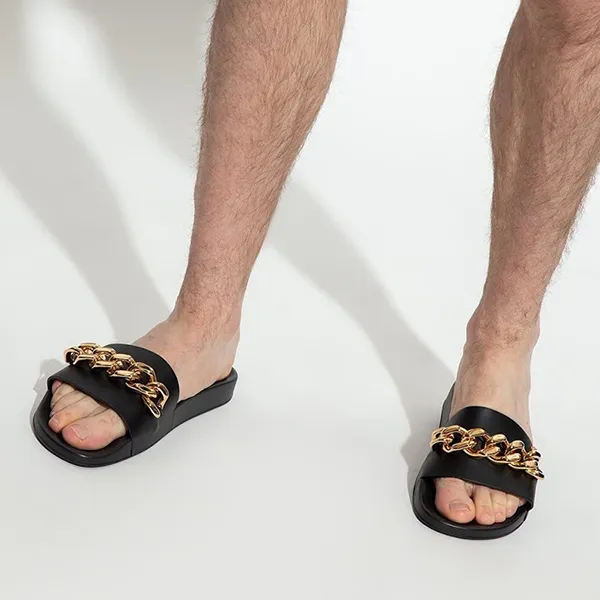 Dép Nam Versace Medusa Chain Slide Black Leather DSU8463 Màu Đen Size 39 - Dép - Vua Hàng Hiệu