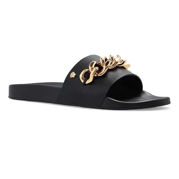 Dép Nam Versace Medusa Chain Slide Black Leather DSU8463 Màu Đen Size 39 - Dép - Vua Hàng Hiệu