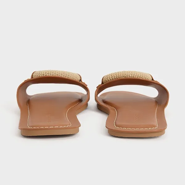 Dép Nữ Charles & Keith CNK Raffia Ring Slide Sandals 70381045 Màu Nâu