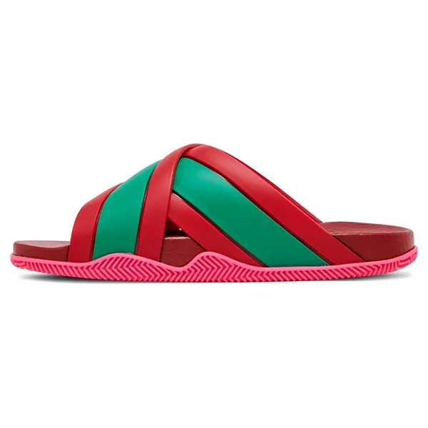 Dép Nữ Gucci Web Stripe Slide Sandal Coral 627820 Màu Đỏ Phối Xanh Size 7 - Dép - Vua Hàng Hiệu