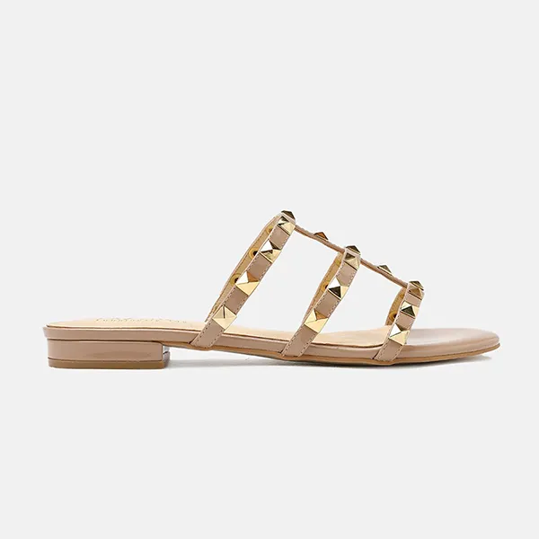 Dép Nữ Pazzion Ingrid Gold Studded Cage Patent Leather Slides 0125971NU34 Màu Nude - Dép - Vua Hàng Hiệu