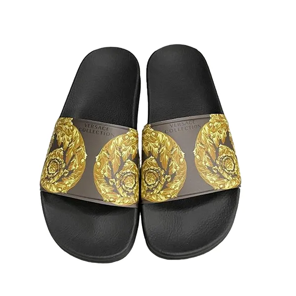 Dép Versace Collection Yellow Motifs Slides Màu Đen Vàng Size 39