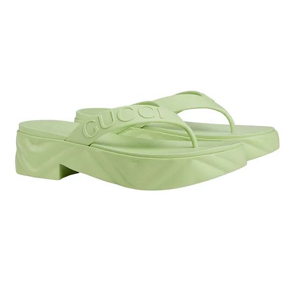 Dép Xỏ Ngón Nữ Gucci Platform Thong Sandals 746334 JFM00 Màu Xanh Size 36