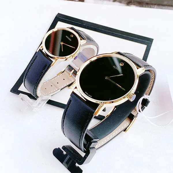 Đồng Hồ Đôi Movado Signature 0607591/0607599 Màu Đen Vàng