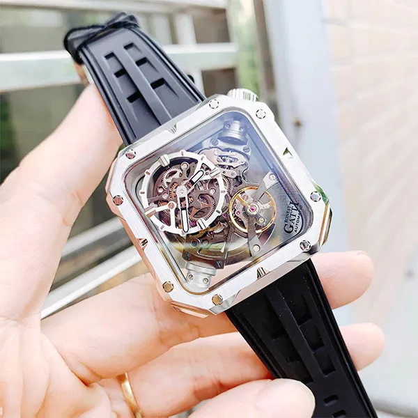 Đồng Hồ Nam Bonest Gatti Open Heart Mechanical Movement Watch BG5804 A1 Màu Đen Bạc - Đồng hồ - Vua Hàng Hiệu