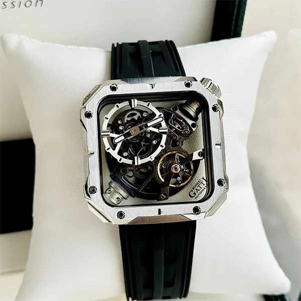 Đồng Hồ Nam Bonest Gatti Open Heart Mechanical Movement Watch BG5804 A1 Màu Đen Bạc - Đồng hồ - Vua Hàng Hiệu