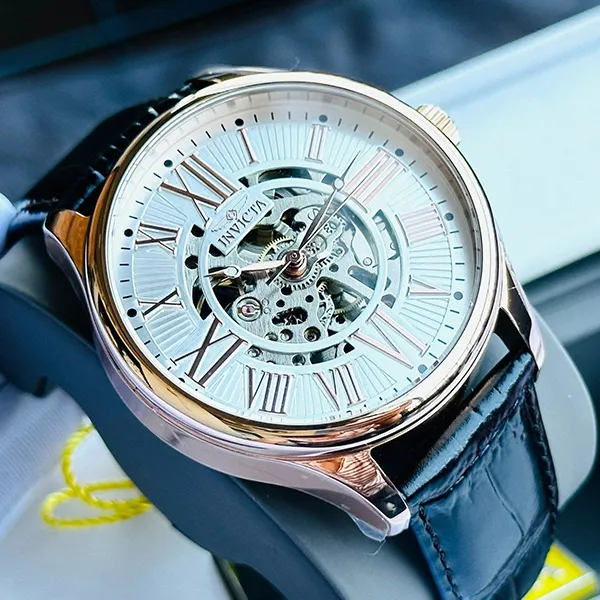 Đồng Hồ Nam Invicta Automatic 22569 Semi-Skeleton Dial Màu Nâu Vàng Hồng - Đồng hồ - Vua Hàng Hiệu
