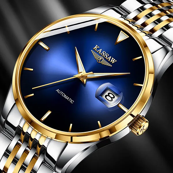 Đồng Hồ Nam Kassaw Watch K867-2 Mặt Blue Màu Demi (Vàng - Bạc)