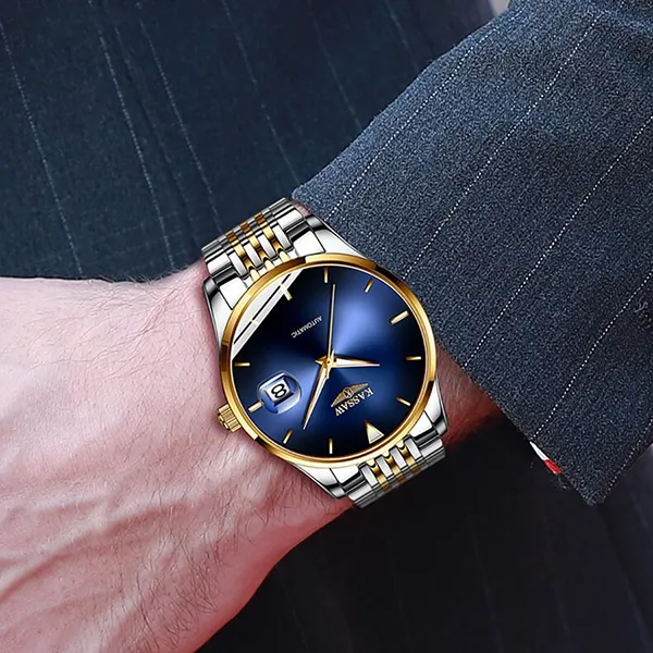 Đồng Hồ Nam Kassaw Watch K867-2 Mặt Blue Màu Demi (Vàng - Bạc)