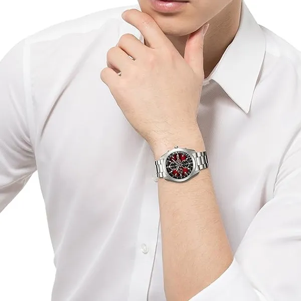 Đồng Hồ Nam Orient Solar Chronograph WV0031TY Màu Bạc Đỏ