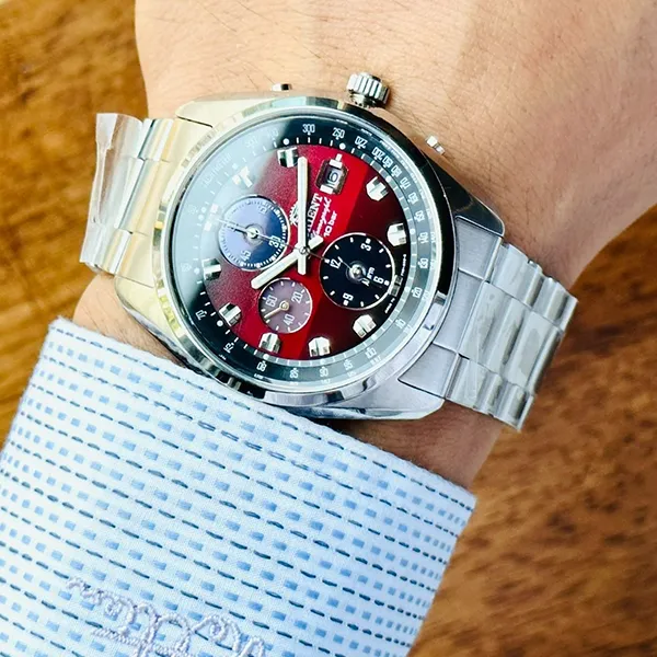 Đồng Hồ Nam Orient Solar Chronograph WV0031TY Màu Bạc Đỏ