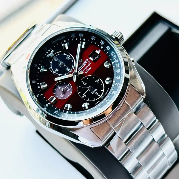 Đồng Hồ Nam Orient Solar Chronograph WV0031TY Màu Bạc Đỏ