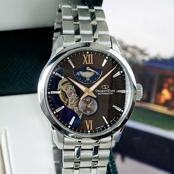 Đồng Hồ Nam Orient Star Mechanical Contemporary RK-AV0B02Y Màu Nâu Bạc