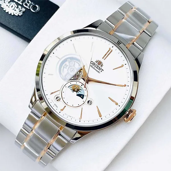 Đồng Hồ Nam Orient Sun And Moon Bambino RA-AS0101S10B Màu Bạc Vàng