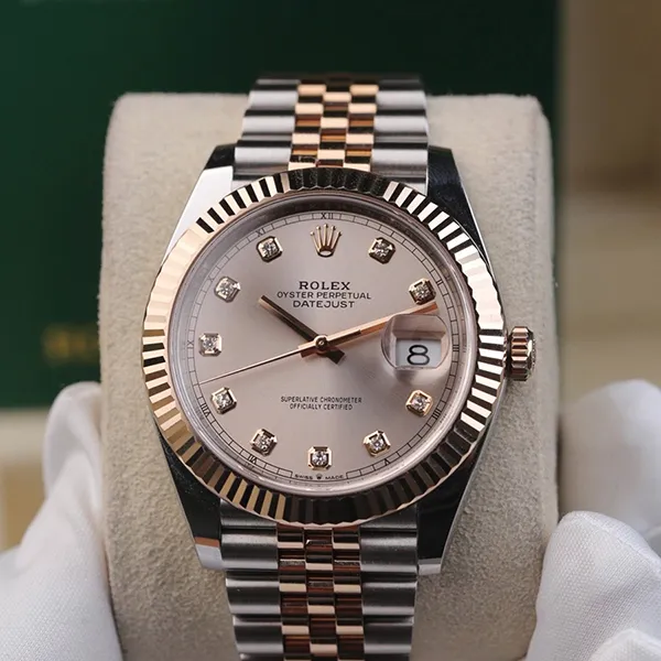 Đồng Hồ Nam Rolex Datejust 41mm Oystersteel And Everose Gold Sundust Diamond Dial 126331-0008 Màu Demi (Vàng Hồng -Bạc)